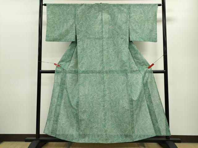 平和屋着物＊夏物 小紋 絽 亀甲流水文 洗える着物 CABB9715ze