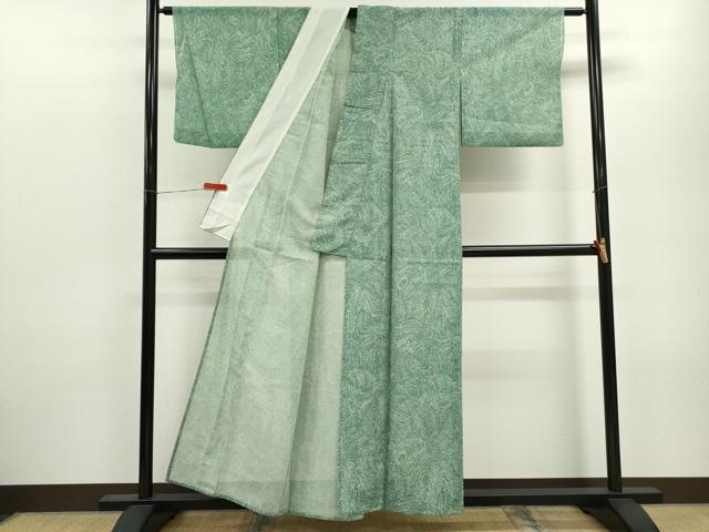 平和屋着物＊夏物 小紋 絽 亀甲流水文 洗える着物 CABB9715ze