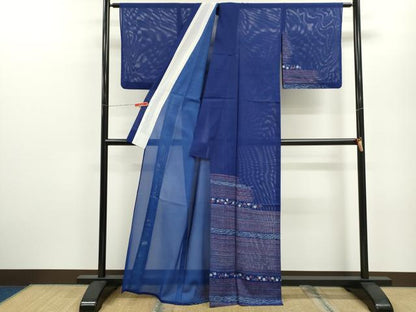 平和屋着物＊夏物 訪問着 絽 霞横段草花文 洗える着物 CABB9717ze