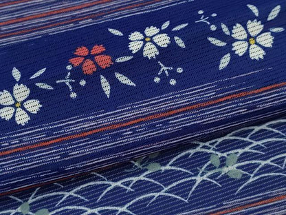 平和屋着物＊夏物 訪問着 絽 霞横段草花文 洗える着物 CABB9717ze