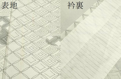 平和屋着物＊夏物 小紋 絽 エ霞七宝文 洗える着物 CABB9718ze