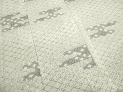 平和屋着物＊夏物 小紋 絽 エ霞七宝文 洗える着物 CABB9718ze