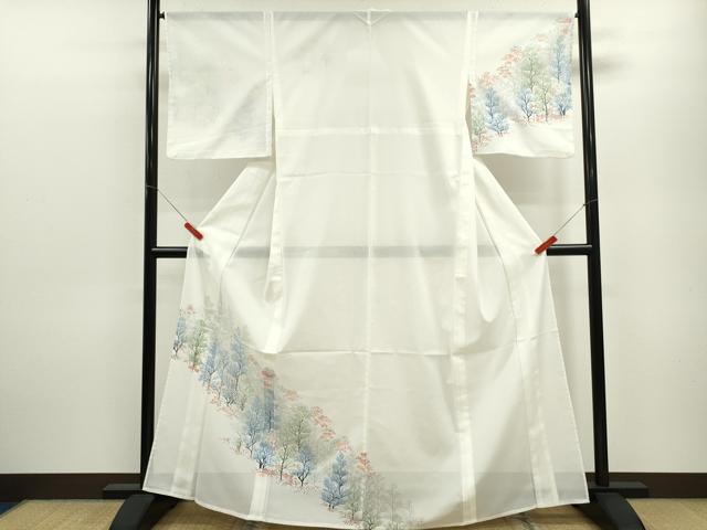 平和屋着物＊夏物 訪問着 絽 樹林文 洗える着物 CABB9719ze