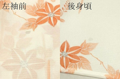 平和屋着物＊夏物 小紋 絽 枝花文 銀彩 洗える着物 CABB9721ze