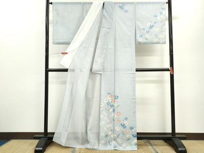 平和屋着物＊夏物 訪問着 絽 草花文 金彩 洗える着物 CABB9724ze