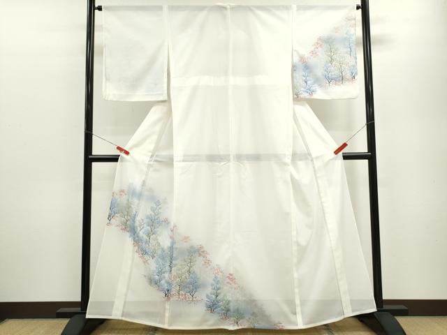 平和屋着物＊夏物 訪問着 絽 樹林文 暈し染め 金彩 洗える着物 CABB9728ze