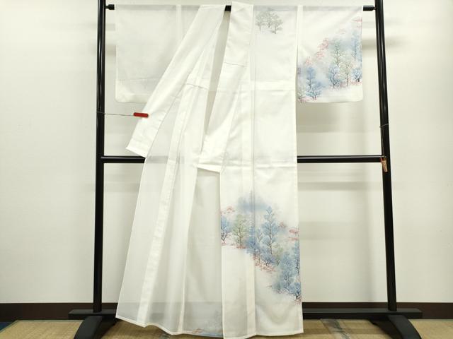 平和屋着物＊夏物 訪問着 絽 樹林文 暈し染め 金彩 洗える着物 CABB9728ze