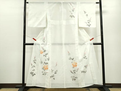 平和屋着物＊夏物 訪問着 絽 手描き 草花文 洗える着物 CABB9729ze