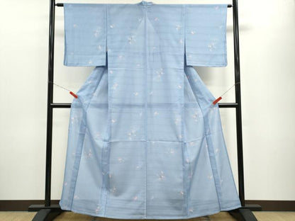 平和屋着物＊夏物 小紋 変わり絽 立波花鳥文 さんび謹製 洗える着物 CABB9730ze