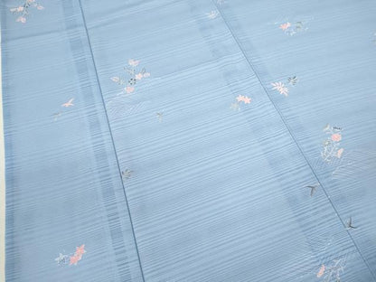 平和屋着物＊夏物 小紋 変わり絽 立波花鳥文 さんび謹製 洗える着物 CABB9730ze