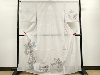 平和屋着物＊夏物 訪問着 絽 御所車枝花文 洗える着物 CABB9734ze
