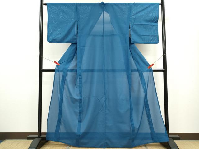 平和屋着物＊夏物 色無地 絽 紺瑠璃色 洗える着物 CABB9735ze