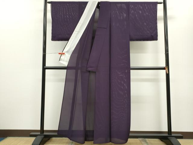 平和屋着物＊夏物　色無地　絽　紫紺色　正絹　逸品　CABB9738ze