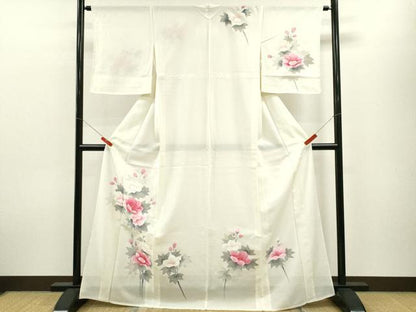 平和屋着物＊夏物 訪問着 絽 手描き 枝花文 正絹 逸品 未使用 CABB9740ze