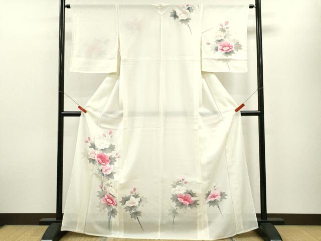 平和屋着物＊夏物 訪問着 絽 手描き 枝花文 正絹 逸品 未使用 CABB9740ze