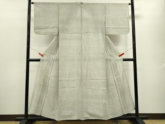 平和屋着物＊夏物 本場大島紬 夏大島 白大島 7マルキ 吉祥文 正絹 逸品 CABB9742ze