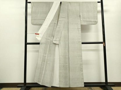 平和屋着物＊夏物 本場大島紬 夏大島 白大島 7マルキ 吉祥文 正絹 逸品 CABB9742ze