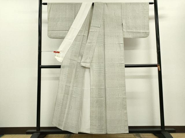 平和屋着物＊夏物 本場大島紬 夏大島 白大島 7マルキ 吉祥文 正絹 逸品 CABB9742ze