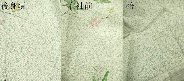 平和屋着物＊夏物 小紋 絽 手描き 枝楓文 たたき染め 正絹 逸品 CABB9743ze