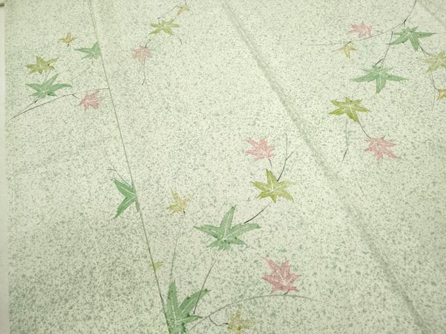 平和屋着物＊夏物 小紋 絽 手描き 枝楓文 たたき染め 正絹 逸品 CABB9743ze