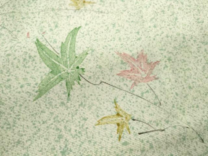 平和屋着物＊夏物 小紋 絽 手描き 枝楓文 たたき染め 正絹 逸品 CABB9743ze