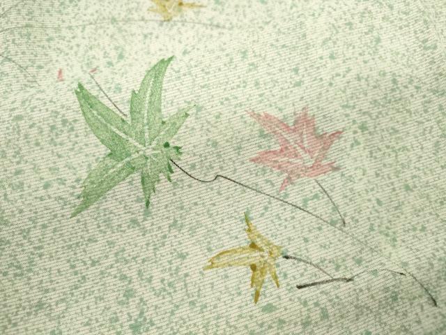 平和屋着物＊夏物 小紋 絽 手描き 枝楓文 たたき染め 正絹 逸品 CABB9743ze