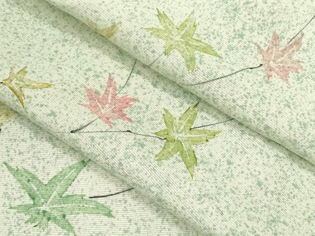 平和屋着物＊夏物 小紋 絽 手描き 枝楓文 たたき染め 正絹 逸品 CABB9743ze
