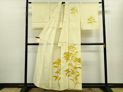 平和屋着物＊夏物 訪問着 絽 枝花文 銀彩 正絹 逸品 CABB9746ze