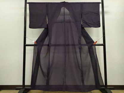平和屋着物＊夏物 色無地 紗 深紫色 正絹 逸品 CABB9752ze