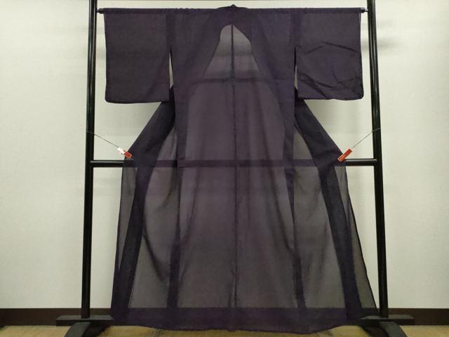 平和屋着物＊夏物 色無地 紗 深紫色 正絹 逸品 CABB9752ze