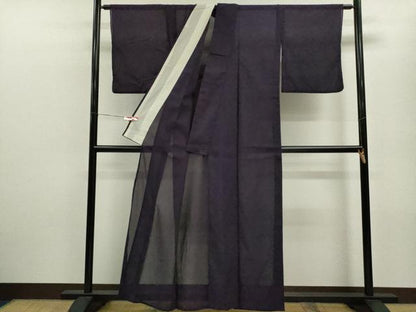 平和屋着物＊夏物 色無地 紗 深紫色 正絹 逸品 CABB9752ze