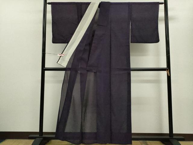平和屋着物＊夏物 色無地 紗 深紫色 正絹 逸品 CABB9752ze