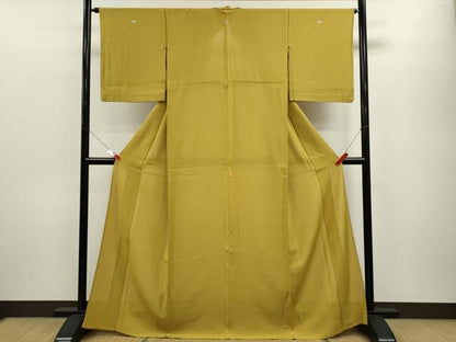 平和屋着物＊夏物 色無地 絽 芥子色 正絹 逸品 CABB9754ze