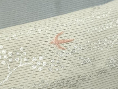 平和屋着物＊夏物 訪問着 絽 刺繍 花鳥文 暈し染め 銀彩 正絹 逸品 CABB9757ze