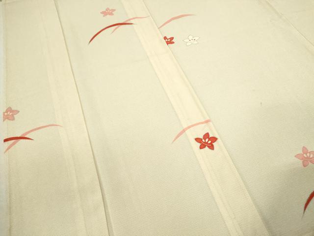 平和屋着物＊夏物 小紋 絽 芝草舞花文 銀彩 正絹 逸品 CABB9758ze