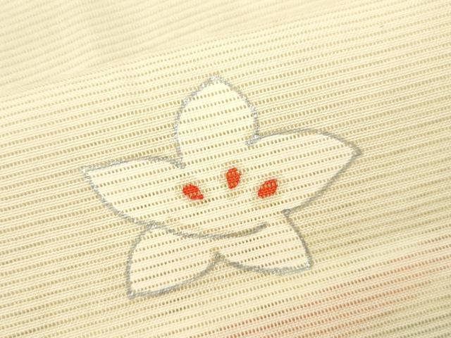平和屋着物＊夏物 小紋 絽 芝草舞花文 銀彩 正絹 逸品 CABB9758ze