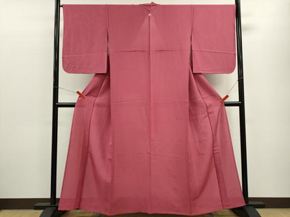 平和屋着物＊夏物 色無地 絽 中紅色 正絹 逸品 CABB9764ze