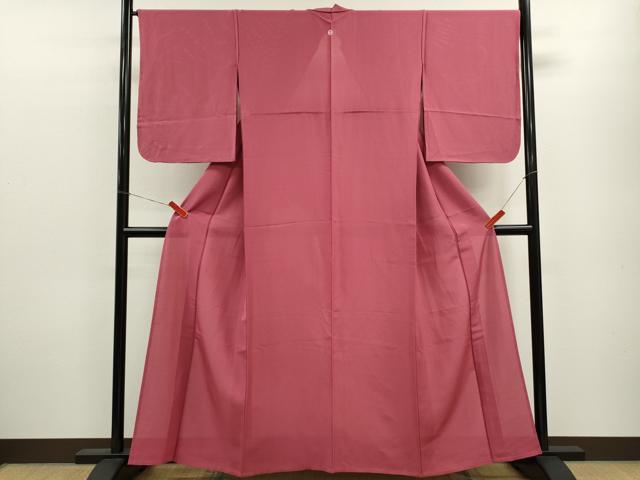 平和屋着物＊夏物 色無地 絽 中紅色 正絹 逸品 CABB9764ze