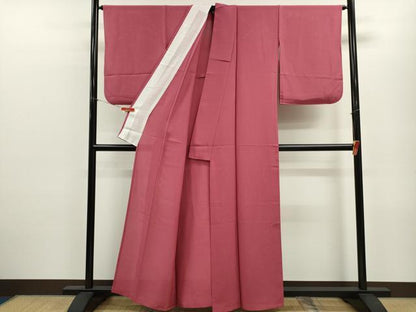 平和屋着物＊夏物 色無地 絽 中紅色 正絹 逸品 CABB9764ze