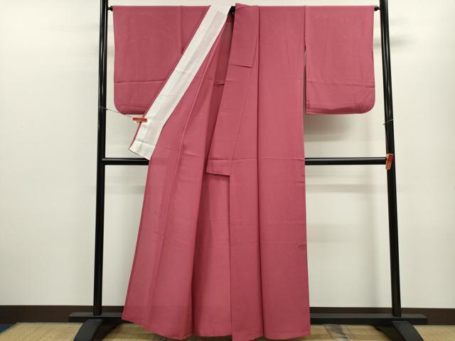 平和屋着物＊夏物 色無地 絽 中紅色 正絹 逸品 CABB9764ze