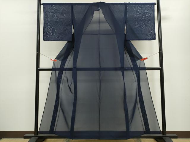 平和屋着物＊夏物 色無地 紗 紺青色 正絹 逸品 CABB9768ze