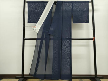 平和屋着物＊夏物 色無地 紗 紺青色 正絹 逸品 CABB9768ze