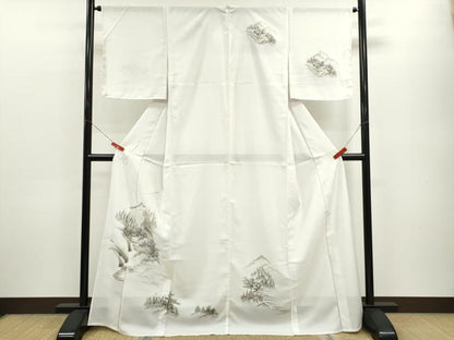 平和屋着物＊夏物 訪問着 絽 人物風景文 暈し染め 洗える着物 CABB9773ze