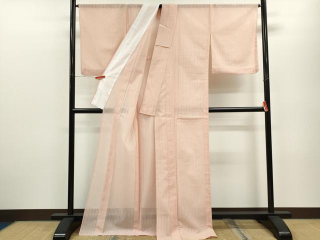 平和屋着物＊夏物 小紋 変わり縦絽 花尽くし 洗える着物 CABB9775ze