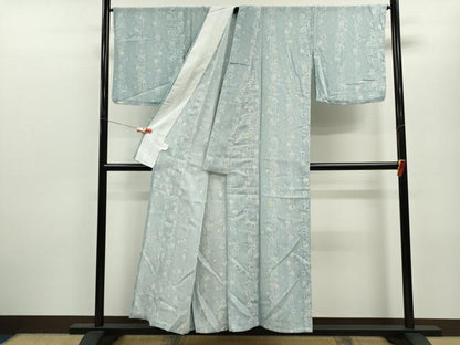 平和屋着物＊夏物 小紋 紗 舞花文 洗える着物 CABB9776ze