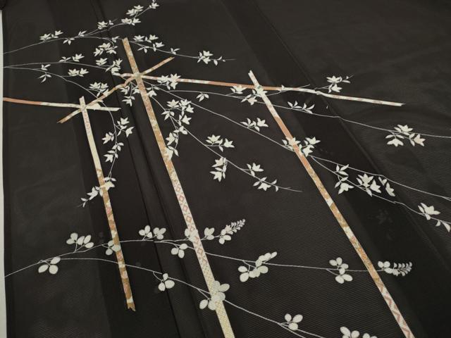 平和屋着物＊夏物 訪問着 絽 枝花文 金彩 正絹 逸品 CABB9783ze