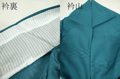 平和屋着物＊夏物 色無地 変わり紋紗 納戸色 正絹 逸品 CABB9785ze