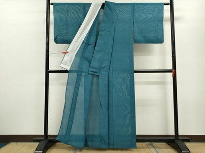 平和屋着物＊夏物 色無地 変わり紋紗 納戸色 正絹 逸品 CABB9785ze
