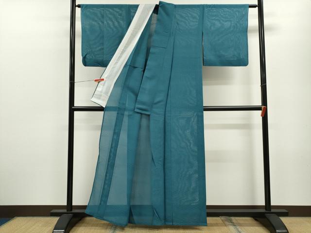 平和屋着物＊夏物 色無地 変わり紋紗 納戸色 正絹 逸品 CABB9785ze