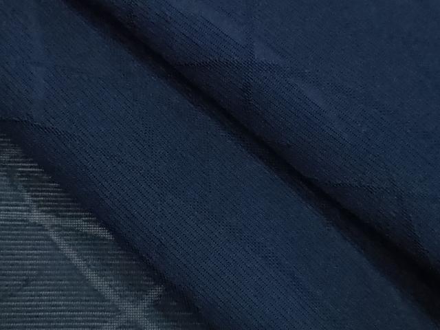 平和屋着物＊夏物 色無地 芝草紋紗 濃藍色 正絹 逸品 CABB9786ze
